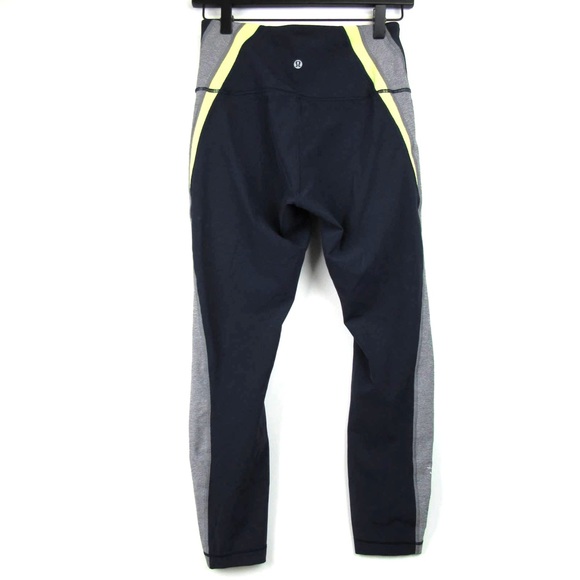 Lululemon Vintage Time To Sweat 23” Leggings Grey Navy Yellow 4 - Picture 2 of 4